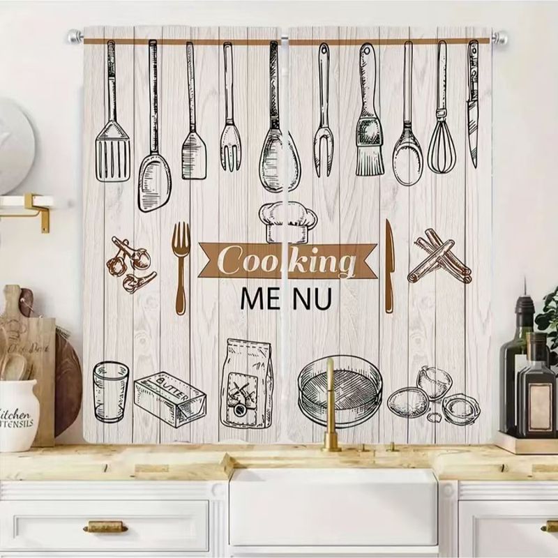 Home Cooking Cafe - VIKAMA Vintage Mutfak Perdeleri Kısa Çubuklu