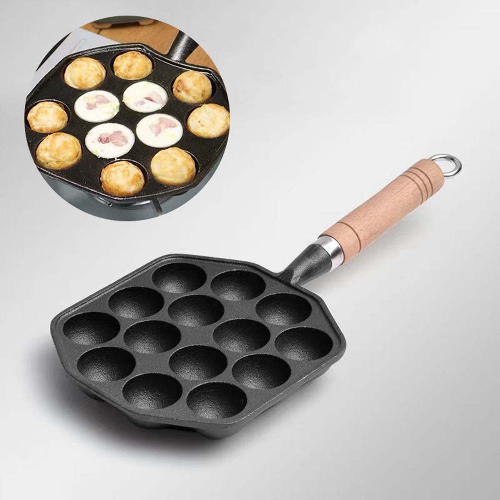 Takoyaki Pan Cast - 14 delik Takoyaki Pan yapışmaz dökme