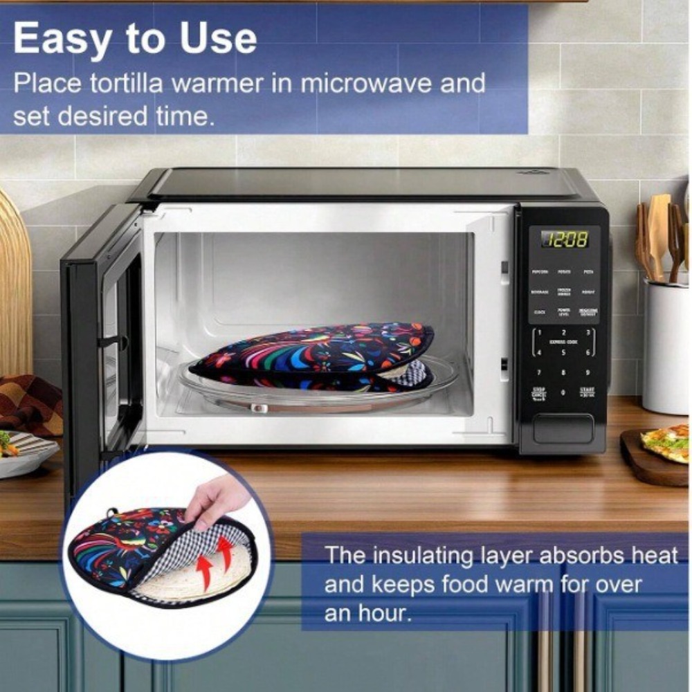Tortilla Warmer Cloth - Taşınabilir 30cm Tortilla Isıtıcı Kese Isıya