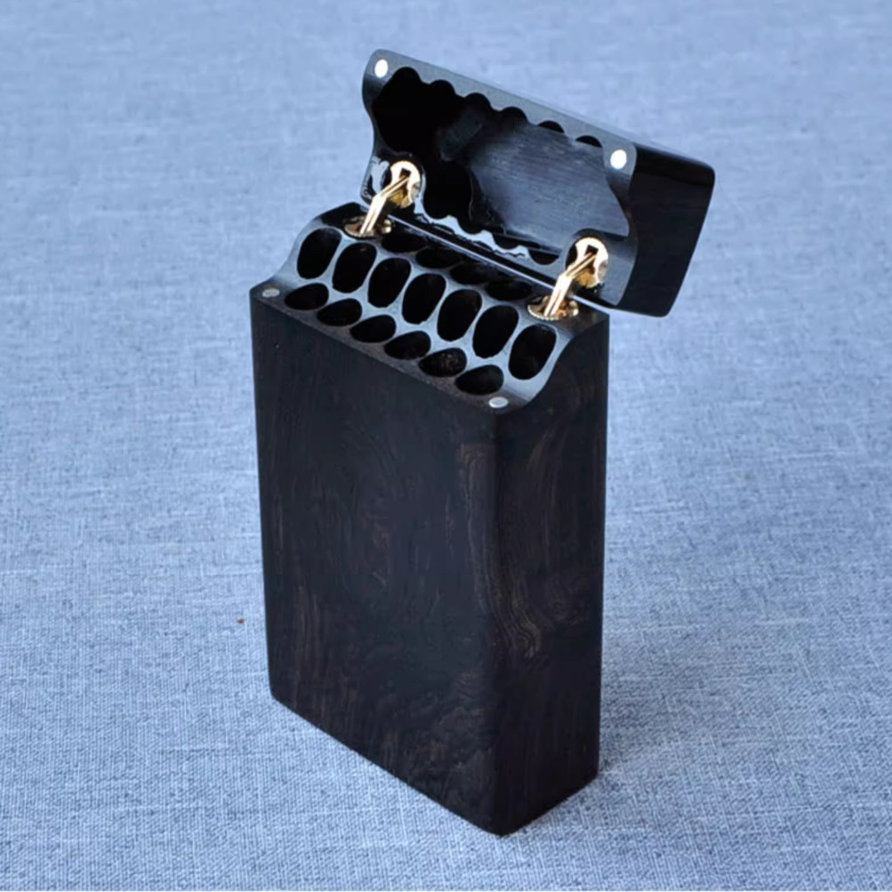 Smoker Box Wood Chip - Abanoz Ahşap Çevirmeli Sigara Kutusu, 9/17