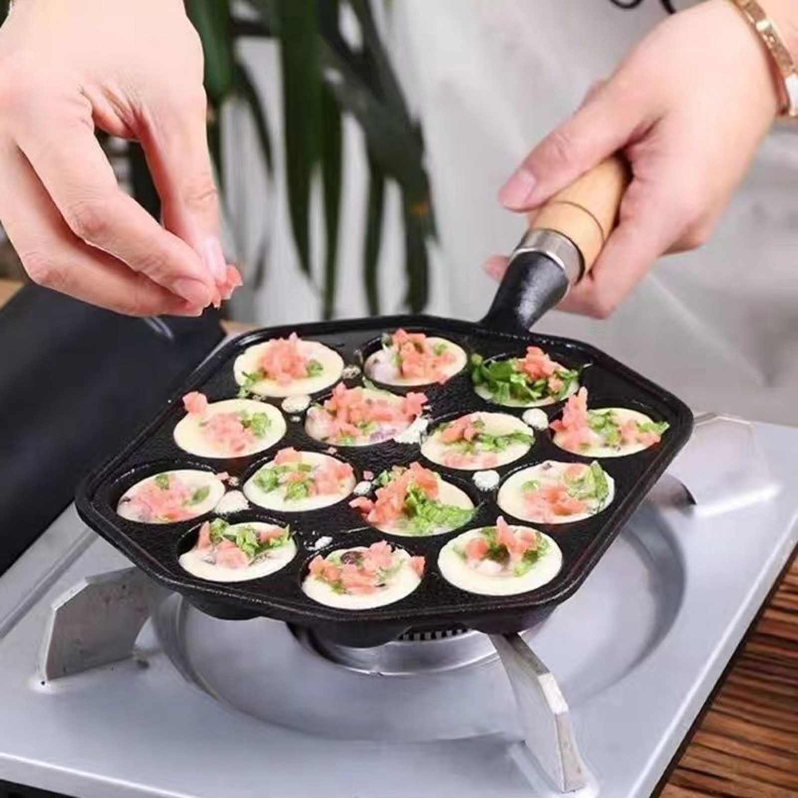 Takoyaki Pan Cast - Takoyaki ızgara tavası Kolay Temizlenebilir Dökme
