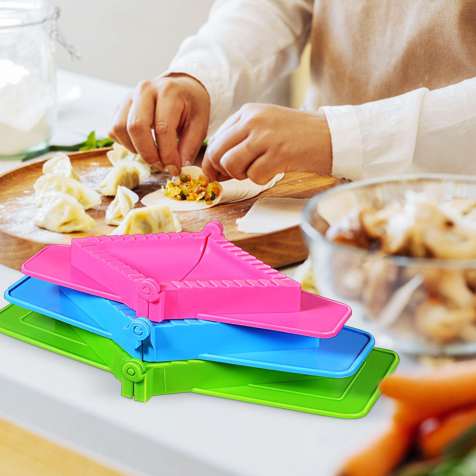 Gyoza Dumpling Maker - 3 Parça Mantı Kalıbı Seti Plastik