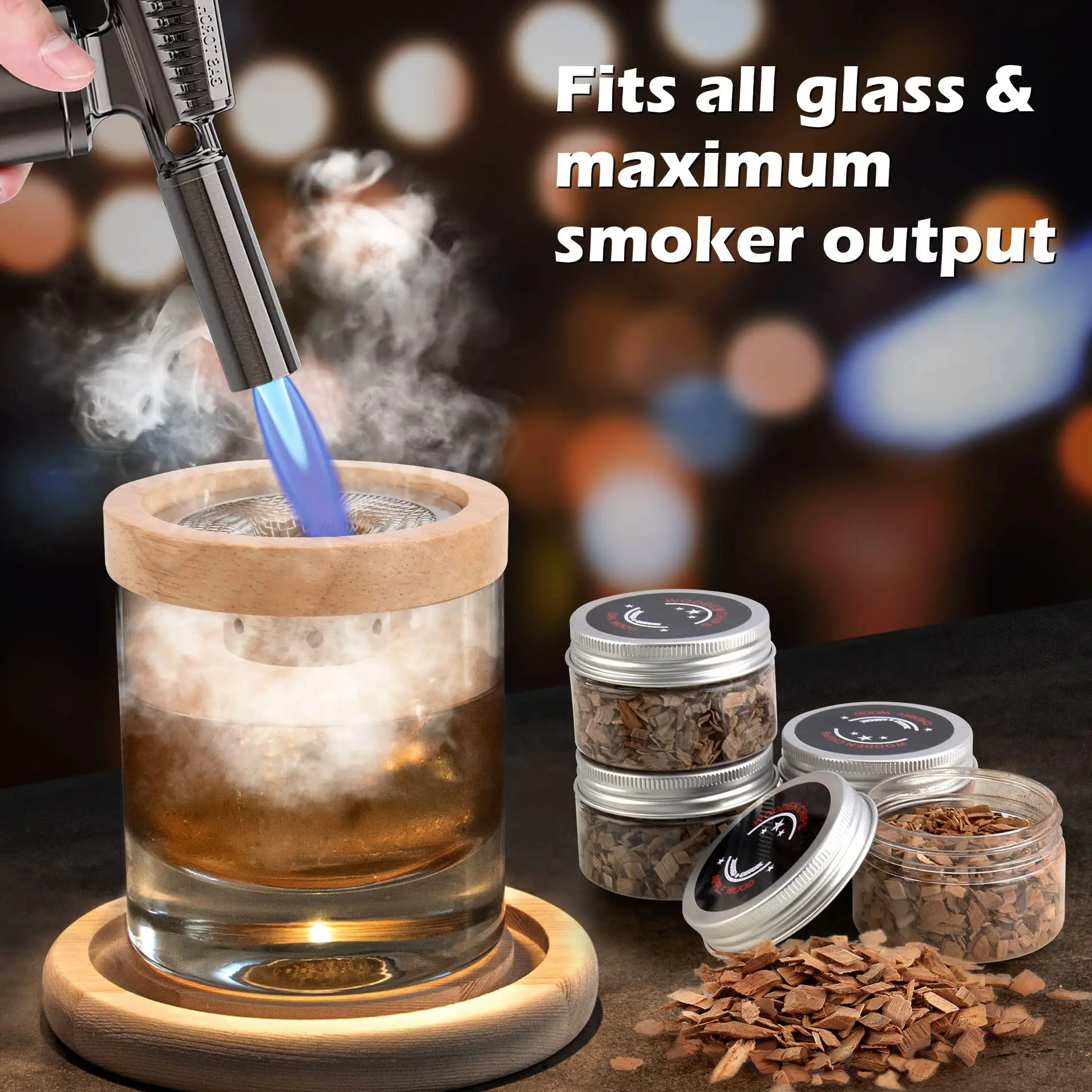 Smoker Box Wood Chip - Kokteyl Sigara İçen Seti Bar Ahşap