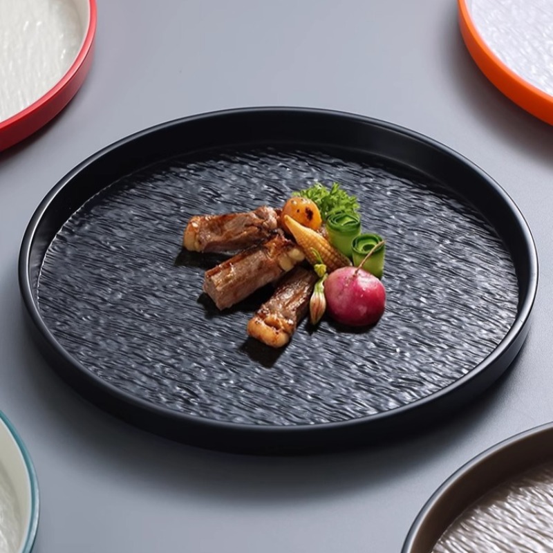 Home Cooking In Japanese - Modern Yuvarlak Taş Melamin Biftek Makarna