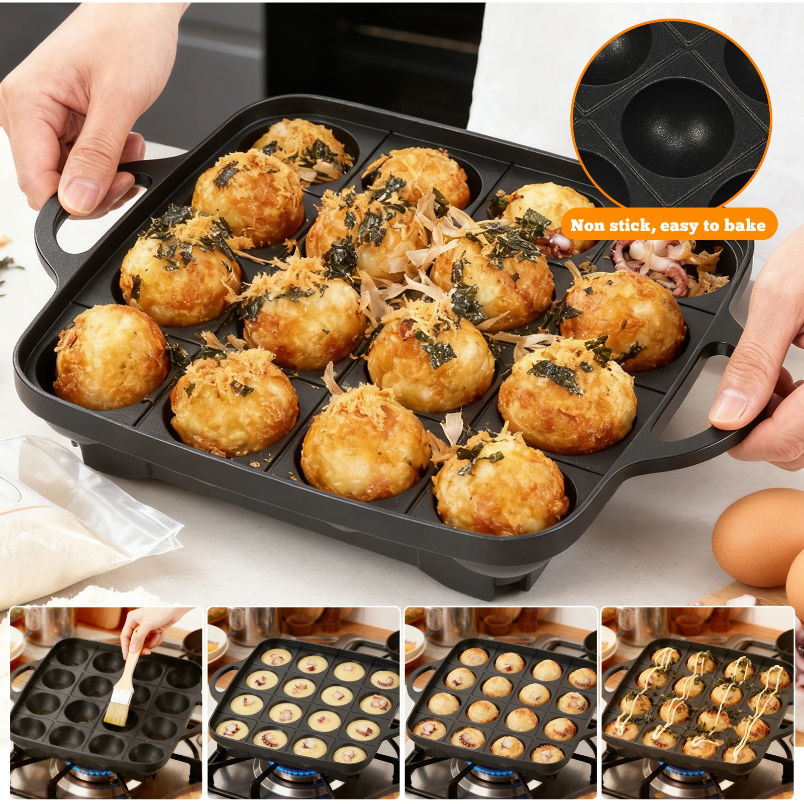 16 Delikli Takoyaki Tavası Dök - Takoyaki Pan Cast incelemesi ve fiyatı