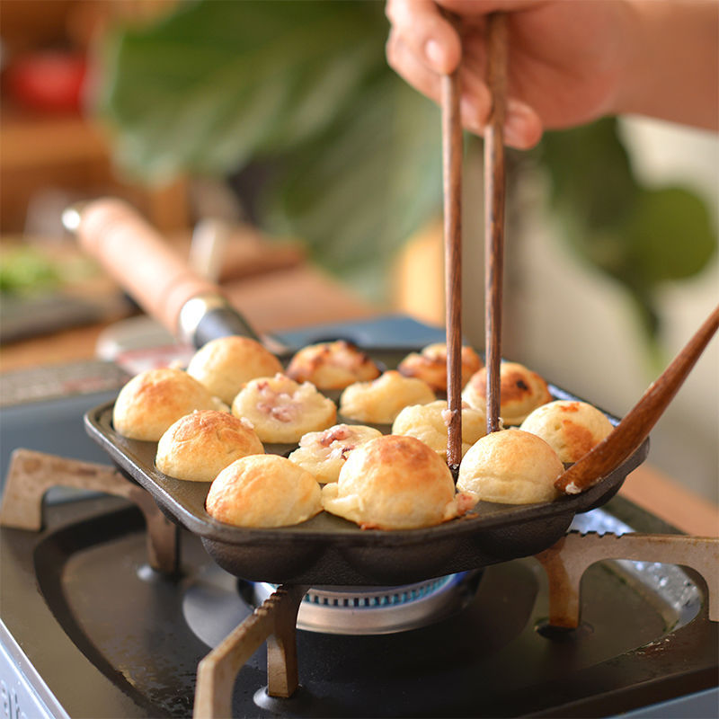 12/14 delik Takoyaki tava ahşa - Takoyaki Pan Cast incelemesi ve fiyatı