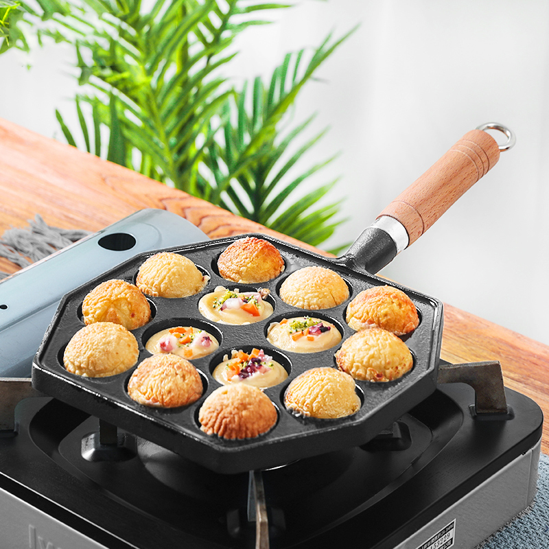 12/14 delik Takoyaki tava ahşa - Takoyaki Pan Cast incelemesi ve fiyatı